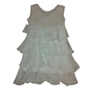 Girl & Co. White Sleeveless Ruffle Dress Girls Size 4